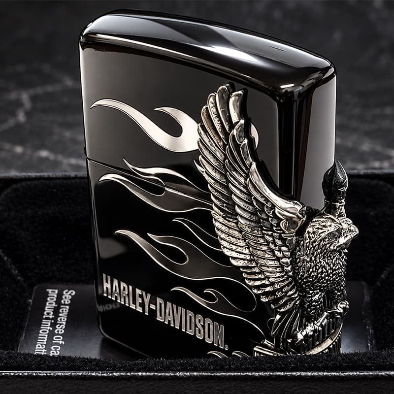 ZIPPO ハーレー ダビッドソン ジッポライター ブラック＆シルバー かっこいい ファイヤー 3面銀燻しメタル イーグル 黒銀 HARLEY-DAVIDSON 日本国内限定モデル ジッポー ギフト
