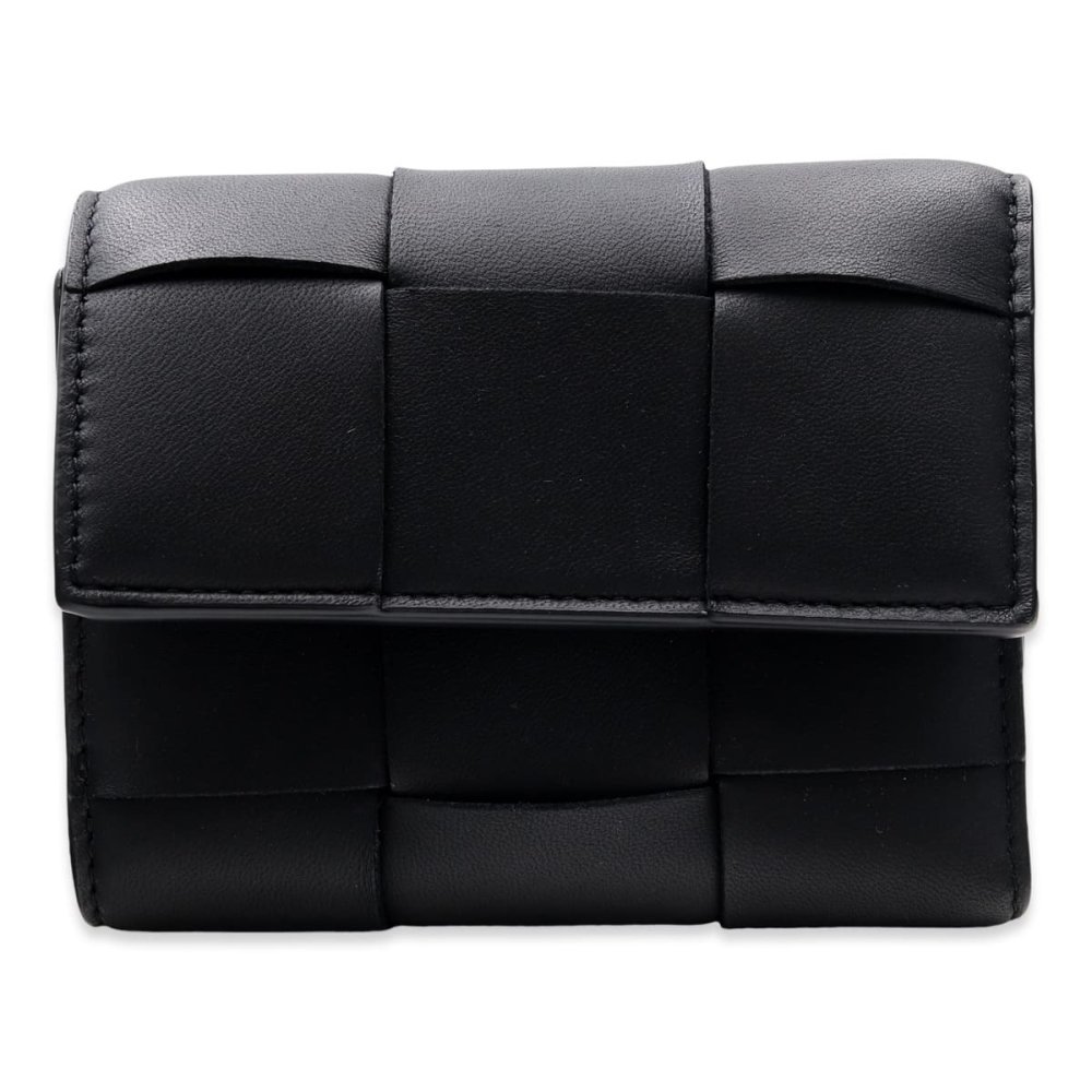 選べる2色 ボッテガヴェネタ BOTTEGA VENETA 三つ折り財布 カセット マキシイントレチャート メンズ レディース ミニ財布 本革 レザー 小銭入れ ブラック 黒 アーモンド ベージュ 651372 V3UO1