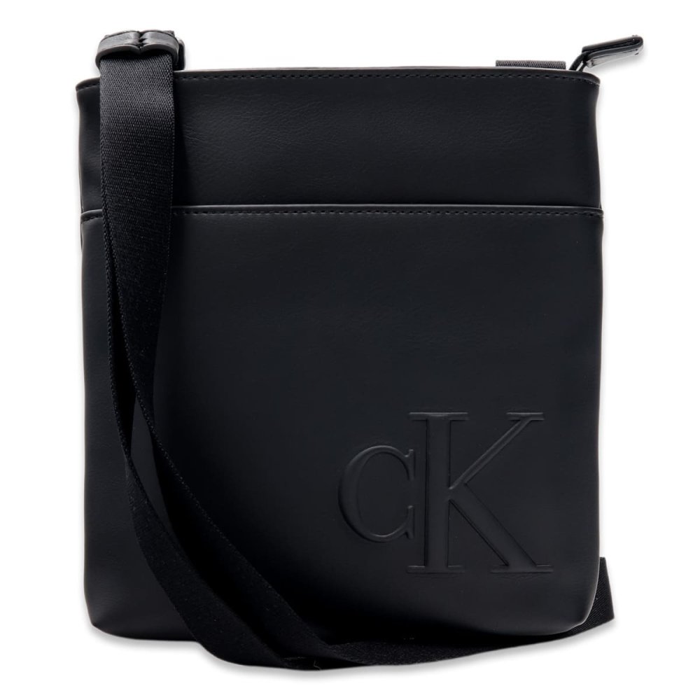 カルバンクライン ショルダーバッグ メンズ Calvin Klein BOLD CK FLATPACK 斜めがけ クロスボディ 薄型 フラット ミニショルダー ロゴ ブラック 黒 ポリウレタン コンパクト LV04D3344G-UB1