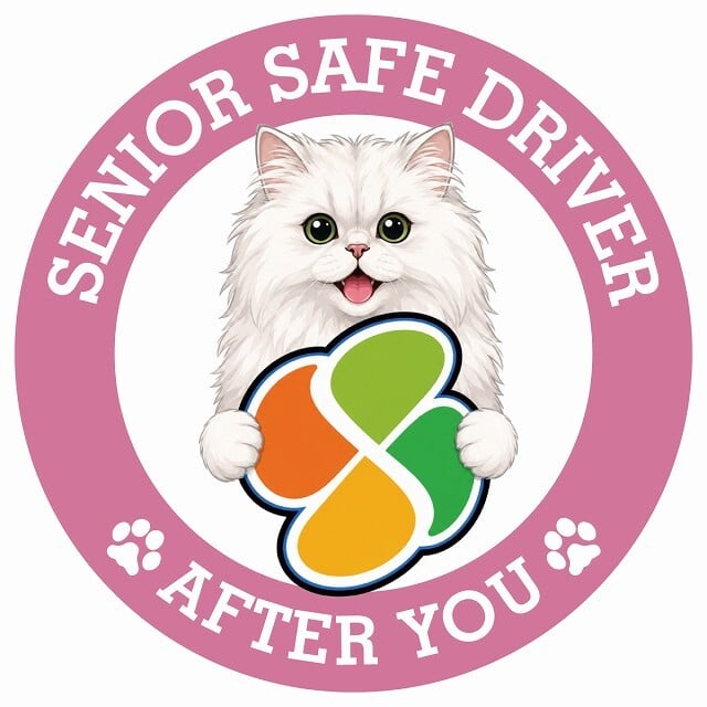 カーサイン 高齢者マーク SENIOR SAFE DRIVER ペルシャ ステッカー シール 直径13cm 肉球 日本製 車