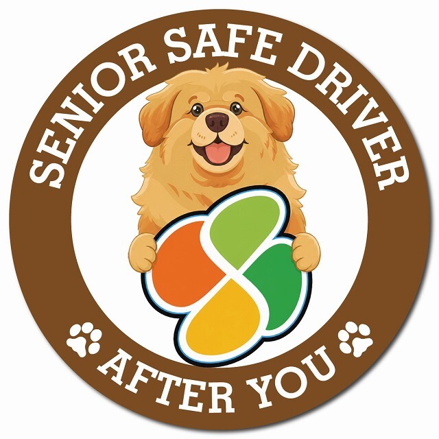 カーサイン 高齢者マーク SENIOR SAFE DRIVER チベタンマスティフ マグネット 強力 直径13cm 肉球 日本製 車 ステッカー