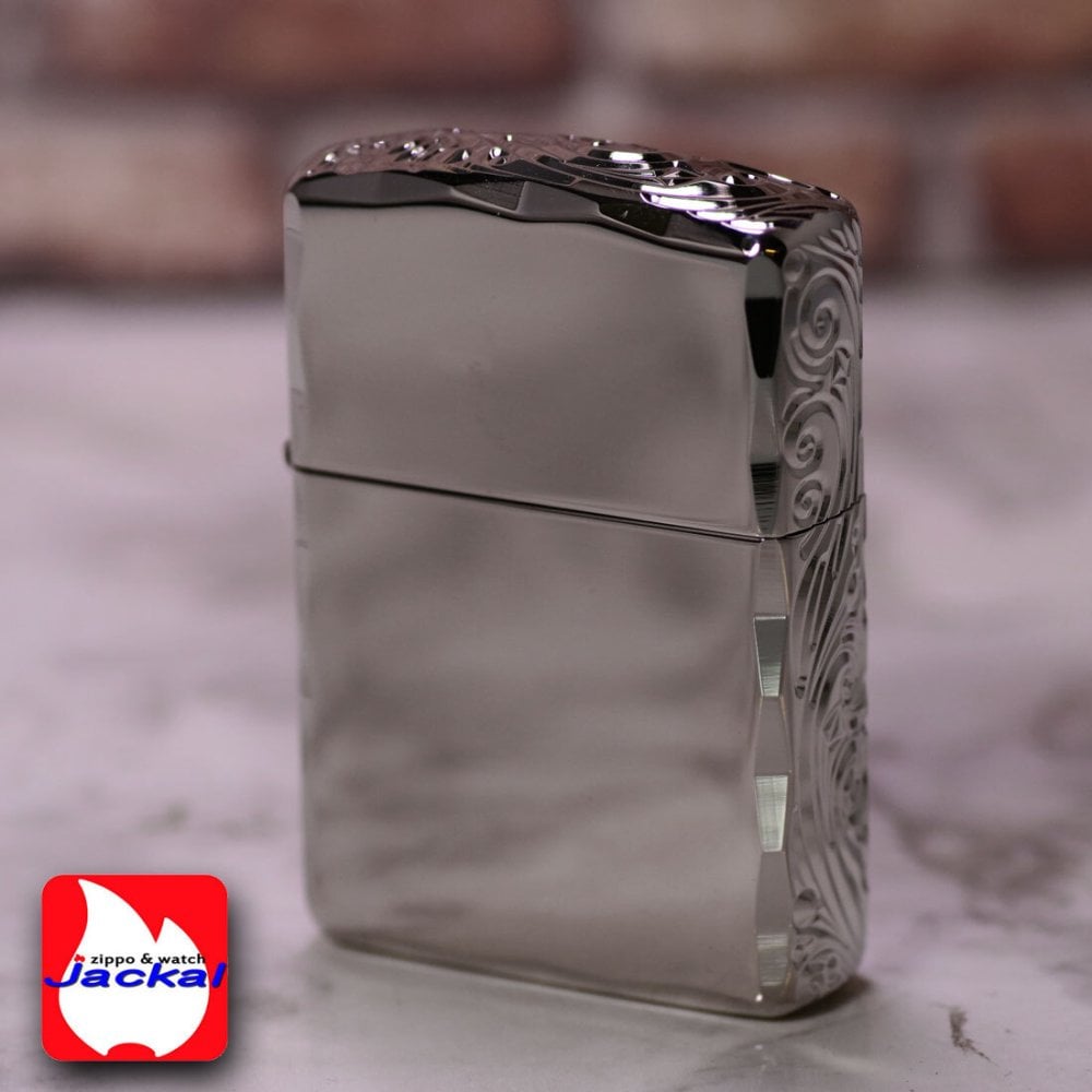 【名入れ】【送料無料】zippo ジッポーライター アーマー３面彫刻 流水紋 Ni 両面コーナーシャインレイカット Niミラー RYUSUI-NI オイルライター カッコイイ おしゃれ 彫刻 高級感 エレガント ギフト 誕生日 プレゼント [zRYUSUI-NI]