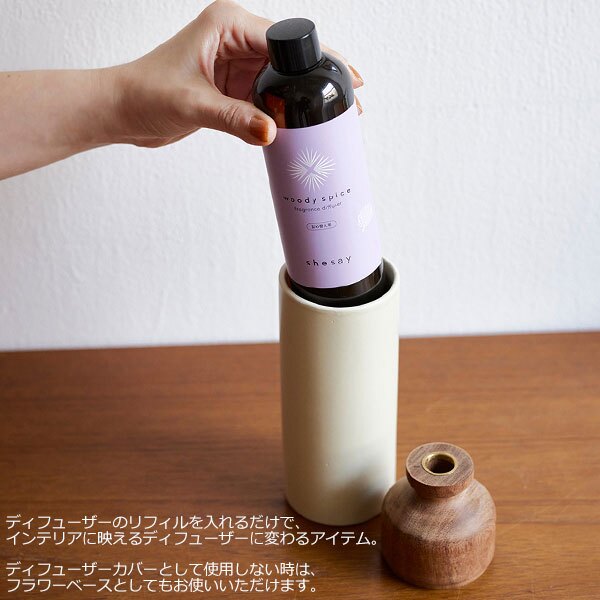 shesay ディフューザー リフィルを隠す 磁器のカバー 108141 カバー 詰め替え インテリア おしゃれ シンプル ディフューザーリフィル ダークグレー
