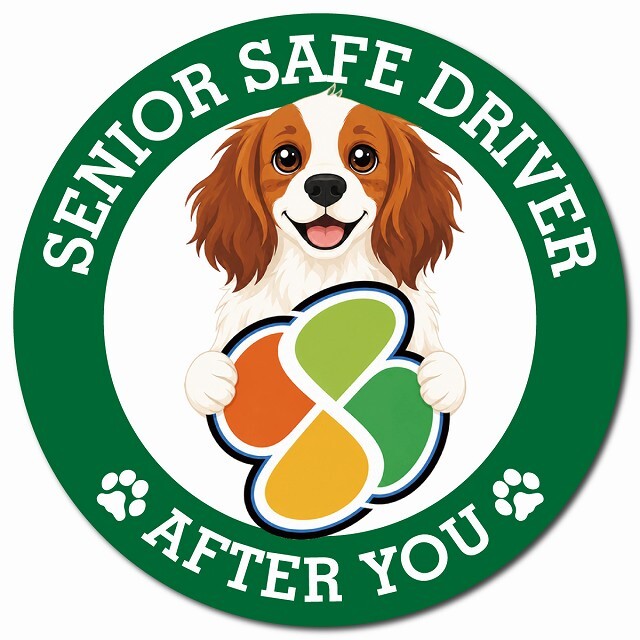 カーサイン 高齢者マーク SENIOR SAFE DRIVER コーイケルホーンディエ マグネット 強力 直径13cm 肉球 日本製 車 ステッカー
