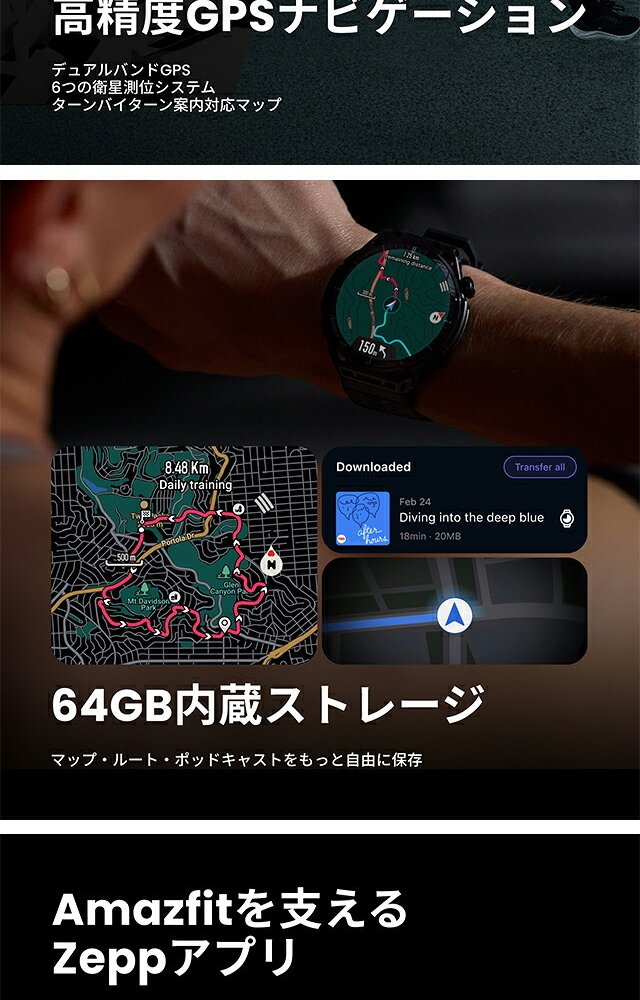 アマズフィット バランス3 チタニウム マグネット充電 スマートウォッチ メンズ レディース チタン Bluetooth Amazfit SP170086-C245
