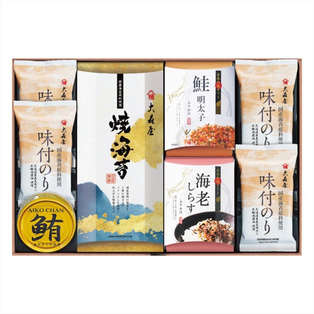 大森屋 海の幸 詰め合わせ ギフトセット 5種入 味付のり 焼海苔 ふりかけ ご飯のお供 鮪油漬 缶詰