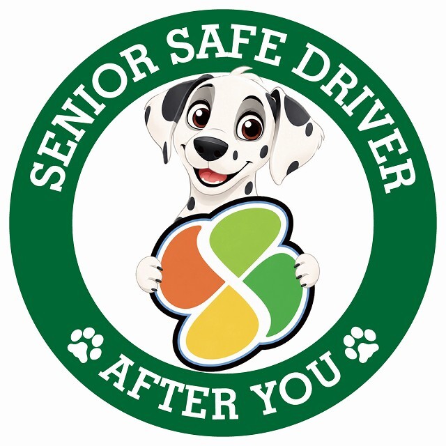 カーサイン 高齢者マーク SENIOR SAFE DRIVER ダルメシアン ステッカー シール 直径13cm 肉球 日本製 車