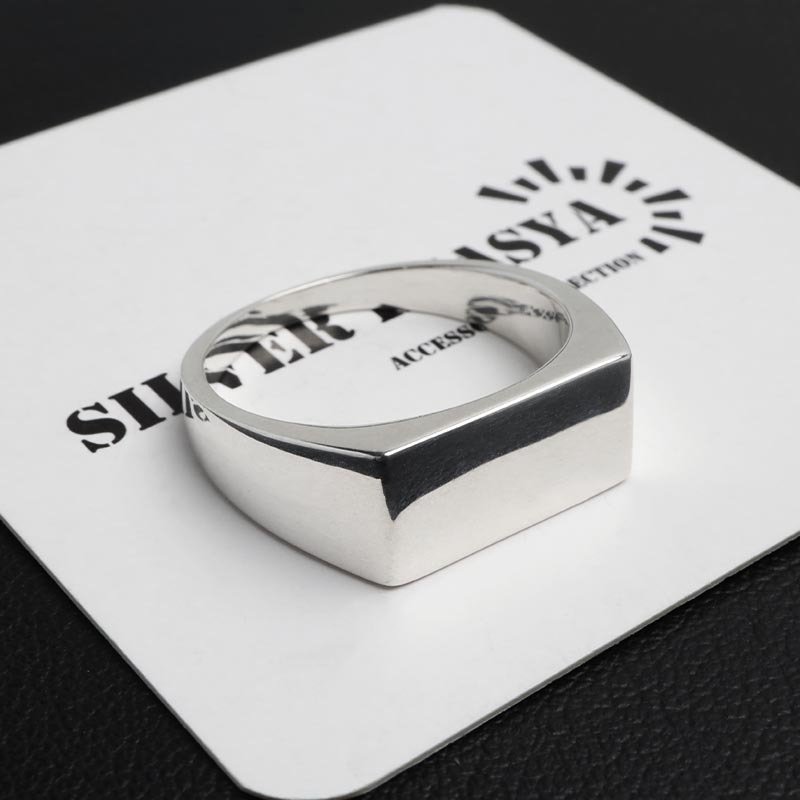 シルバー925 印台リング 細め シグネットリング シルバーリング スタンプリング 細身 シンプル メタル メンズ 男性 金属アレルギー対応 指輪