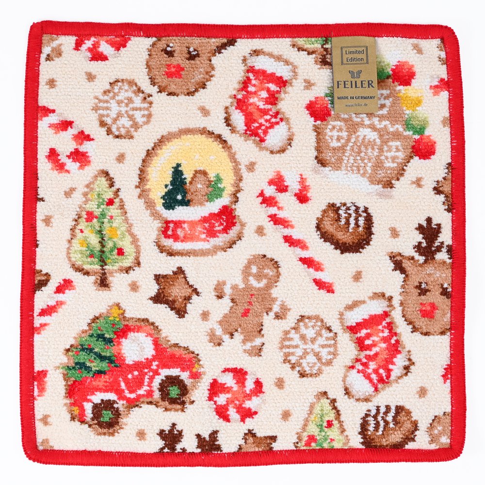 フェイラー FEILER ハンカチ ハンドタオル クリスマス2026 25cm ベージュ×レッド レディース CHRISTMAS 2026 誕生日 お中元 夏ギフト タオルハンカチ  結婚祝い 結婚式 結婚記念日 出産祝い 高級  母の日 バレンタイン 【スペシャルラッピング660円(別売り)】  ホワイトデー ネコポス
