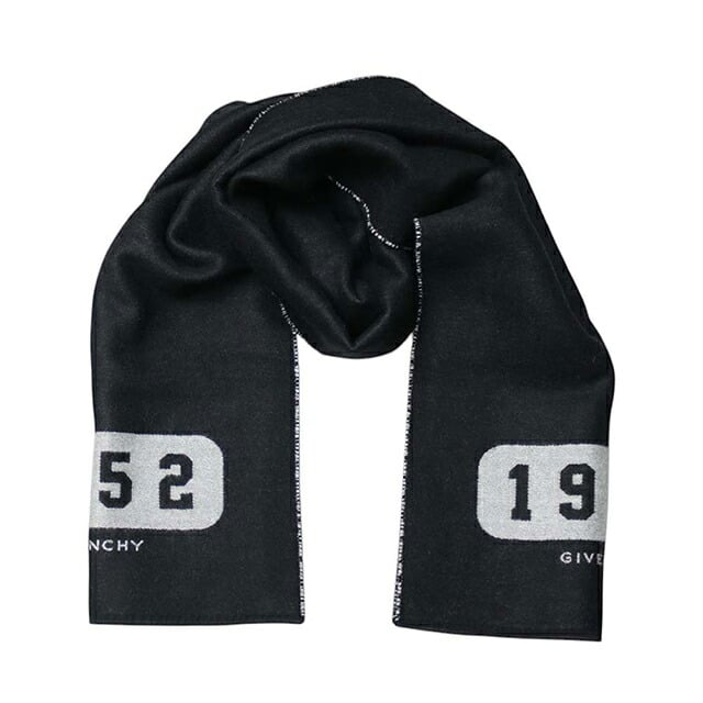 ジバンシィ GIVENCHY マフラー gv3518-j4968-1 ユニセックス ブラック×シルバーホワイト マフラー