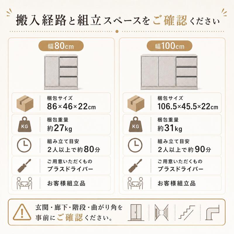 薄型 キャビネット 幅80・100cm 奥行31cm サイドボード 隠しキャスター 引き出し3段 扉収納 可動棚 大容量 リビング収納 ホワイト グレー