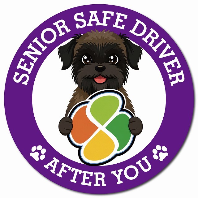 カーサイン 高齢者マーク SENIOR SAFE DRIVER ベルジアングリフォン マグネット 強力 直径13cm 肉球 日本製 車 ステッカー