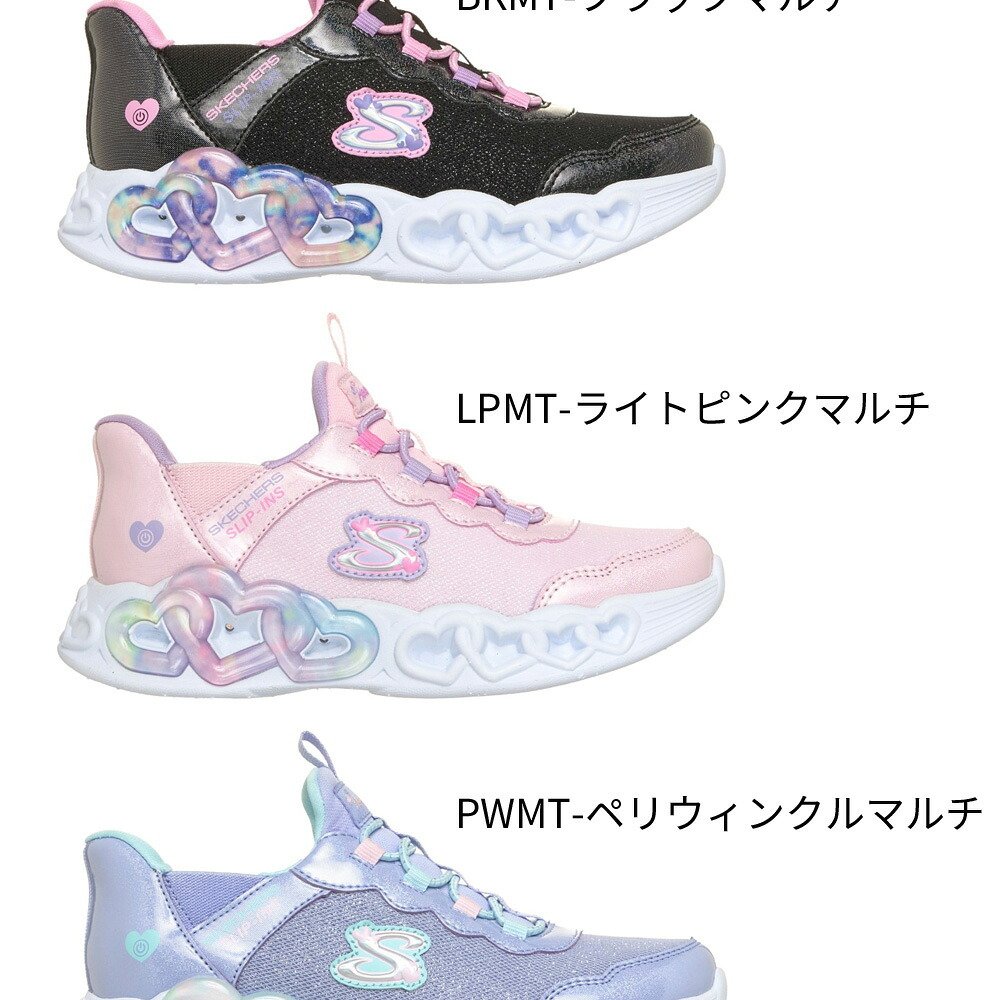 スケッチャーズ 光る靴 女の子 スリップインズ キッズ スニーカー スリッポン SKECHERS Slip-ins インフィニット ハート ライツ スパークル ハート ノーマル幅 303735L