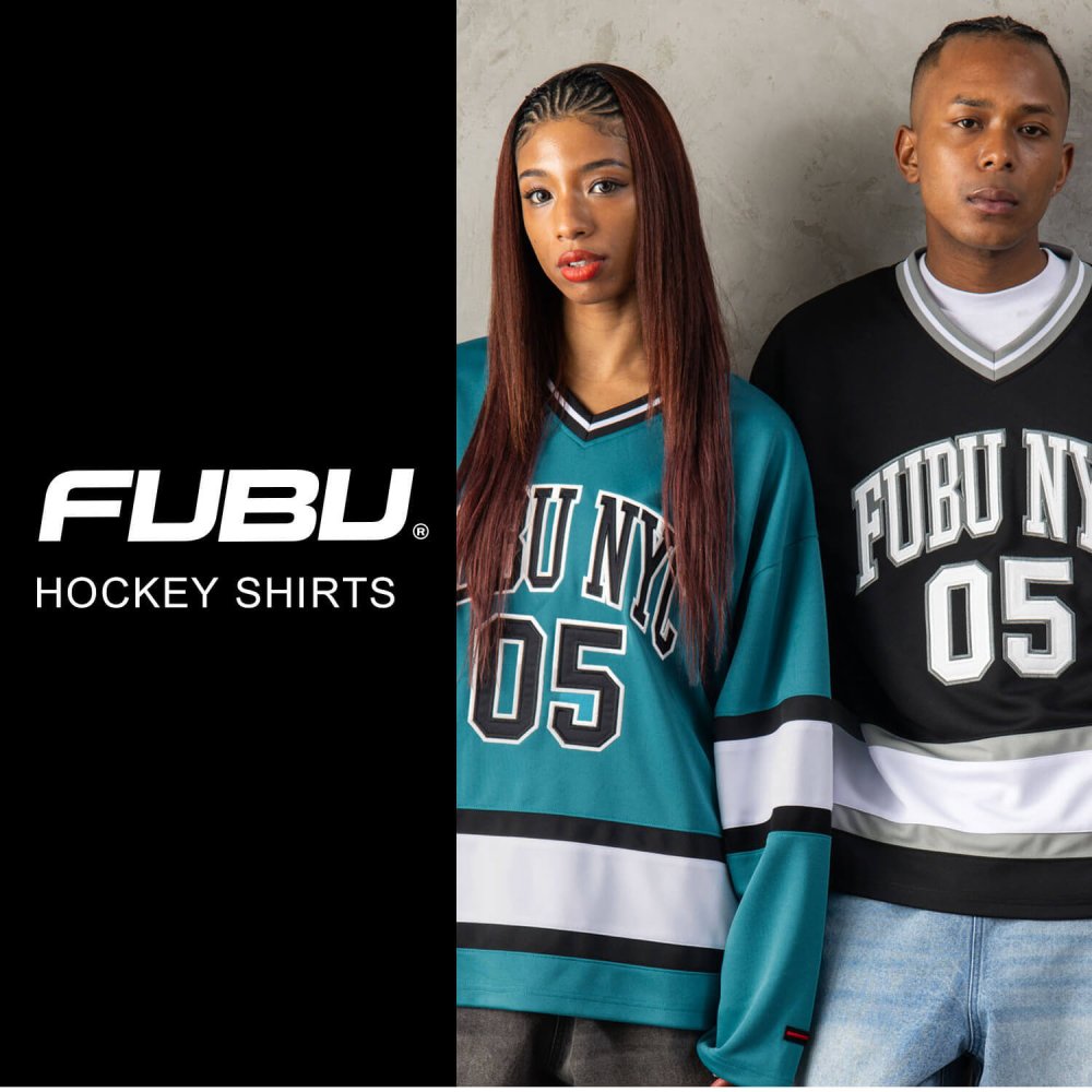 FUBU フブ ホッケーシャツ メンズ レディース fam-62712 ホッケージャージ ゲームシャツ 長袖 Vネック ナンバリング ロゴ プリント オーバーサイズ ストリート ヒップホップ ダンス カジュアル M L XL XXL 2026FW Karlas