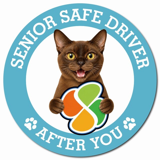 カーサイン 高齢者マーク SENIOR SAFE DRIVER バーミーズ マグネット 強力 直径13cm 肉球 日本製 車 ステッカー
