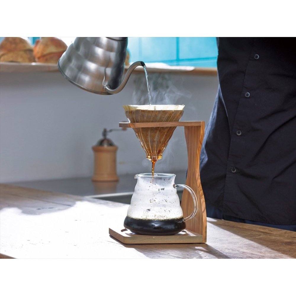 ハリオ V60 オリーブウッドスタンドセット ペーパーフィルター付き コーヒードリッパー サーバー 耐熱ガラス 木製ドリップ台【北海道・沖縄県・離島 配送不可】