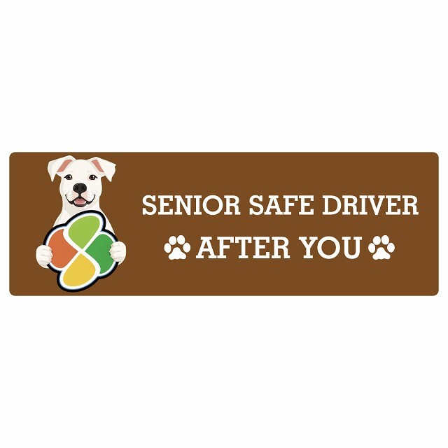 カーサイン 高齢者マーク SENIOR SAFE DRIVER ドゴアルヘンティーノ ステッカー シール 長方形 15x5cm 肉球 日本製 車