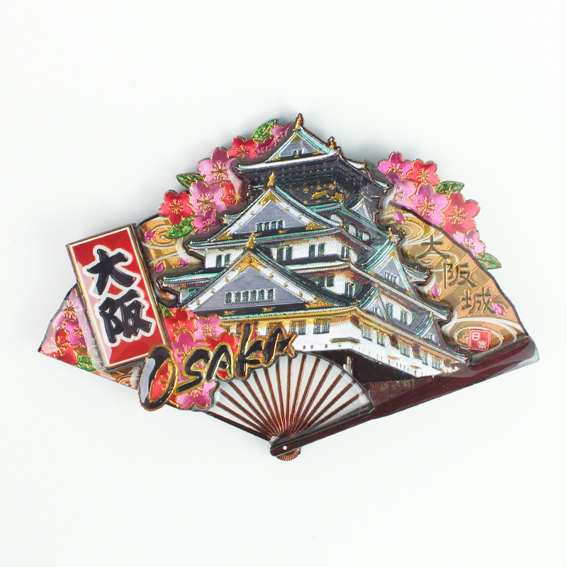 木製フレームマグネット 大阪城 扇子 2 立体マグネット 3D お土産 日本 土産 souvenir JAPAN Magnets ご当地 外国人 スーベニア ジャパン