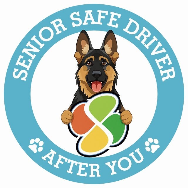 カーサイン 高齢者マーク SENIOR SAFE DRIVER シェパード ステッカー シール 直径13cm 肉球 日本製 車