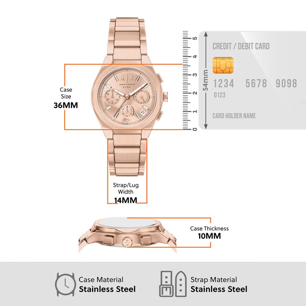 A|X アルマーニ エクスチェンジ ARMANI EXCHANGE 腕時計 レディース クロノグラフ SYNC ステンレス AX6035【2026 新作】