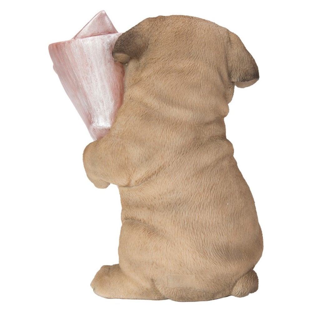 置物 woobia ウービア 犬 鼻ぺちゃ ブーケを持つパグ 一輪挿し 高さ17cm 花器 ぶさかわ リアル 本物そっくり イギリス生まれ 職人手彩色 縁起物 戌年 玄関 インテリア 新築祝い 引っ越し祝い 開店祝い 出産祝い 誕生日 お祝い ギフト プレゼント 犬好き パグ好き