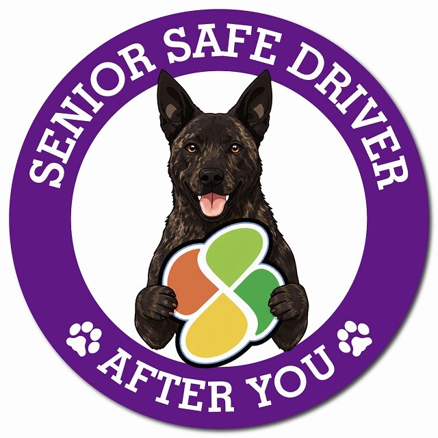 カーサイン 高齢者マーク SENIOR SAFE DRIVER 甲斐犬 マグネット 強力 直径13cm 肉球 日本製 車 ステッカー