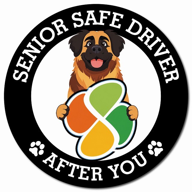 カーサイン 高齢者マーク SENIOR SAFE DRIVER レオンベルガー マグネット 強力 直径13cm 肉球 日本製 車 ステッカー