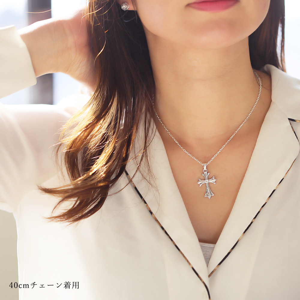 ハワイアンジュエリー ネックレス シルバー ネックレス 刻印 無料 誕生石選べるフレア 百合 クロス シルバー925 ギフトラッピング可能 長さ選べる シンプル BY THE SEA バイザシー プレゼント 夏 サマー 【品番：CG-SP321】