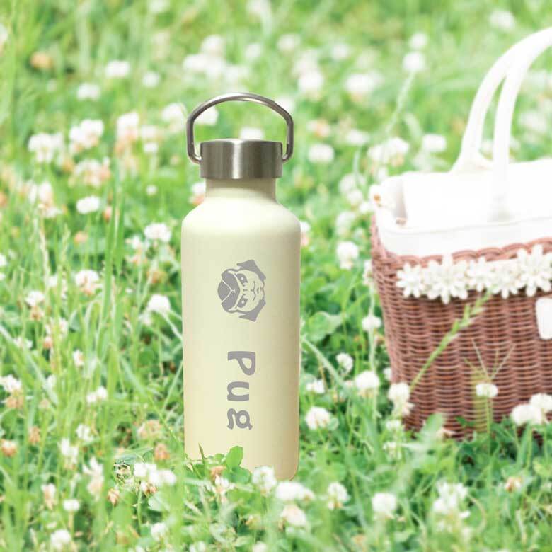 【Wanko Face】パグ かわいい 取っ手付きマグボトル おしゃれ 290ml 保温 保冷 ステンレス マグボトル 取っ手付き 真空 断熱 二重構造 ボトル タンブラー 水筒 マイボトル オリジナル ブルドッグ 犬 ペット 動物 アニマル