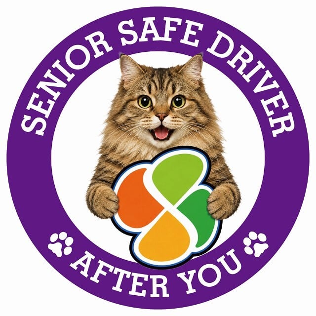カーサイン 高齢者マーク SENIOR SAFE DRIVER サイベリアン ステッカー シール 直径13cm 肉球 日本製 車