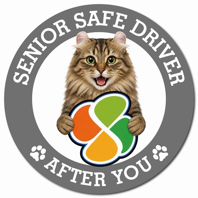 カーサイン 高齢者マーク SENIOR SAFE DRIVER アメリカンカール マグネット 強力 直径13cm 肉球 日本製 車 ステッカー