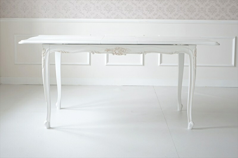 アンティーク家具調 ダイニングテーブル 伸長式 リプロダクション オーク ドローリーフテーブル アンティーク家具 折りたたみ 英国スタイル 食卓テーブル ホワイト 新生活