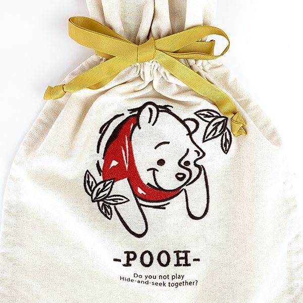 ディズニー プー Winnie The POOH Pooh Series 巾着バッグ バッグ 通勤 通学 巾着 刺繍 イエロー グッズ