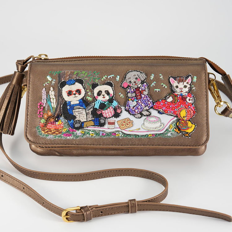 タマオワールド ピクニック お財布ポシェット SHO3673 SHO3674 送料無料 バッグ 財布 ショルダーバッグ グリーン ブロンズ ブロンズ ハナカラクサ