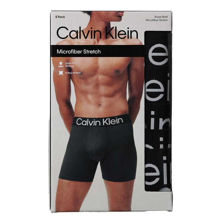 カルバンクライン：MICROFIBER STRETCH BOLD LOGO ボクサーブリーフ 5PK (ブラック)[ボクサーパンツ/ 男性下着/ メンズインナー/人気ブランド/おすすめギフト/誕生日プレゼント/メンズファッション]