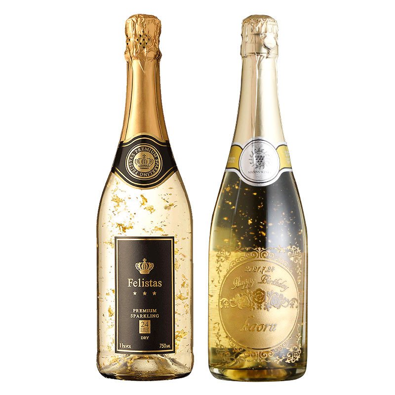 舞う金箔♪ 名入れ お酒 スパークリング ワイン フェリスタス 22カラット 金箔入り ボトル 辛口 25度 750ml 名前入り プレゼント ギフト 面白い センス 定年退職 還暦祝い 退職祝い 男性 女性 お祝い 古希 喜寿 傘寿 米寿 卒寿 白寿 百寿 敬老の日