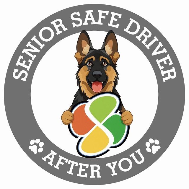 カーサイン 高齢者マーク SENIOR SAFE DRIVER シェパード ステッカー シール 直径13cm 肉球 日本製 車