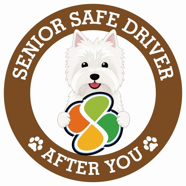 カーサイン 高齢者マーク SENIOR SAFE DRIVER ウエストハイランドホワイトテリア ステッカー シール 直径13cm 肉球 日本製 車