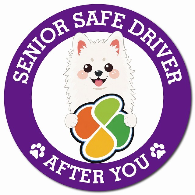 カーサイン 高齢者マーク SENIOR SAFE DRIVER スピッツ マグネット 強力 直径13cm 肉球 日本製 車 ステッカー