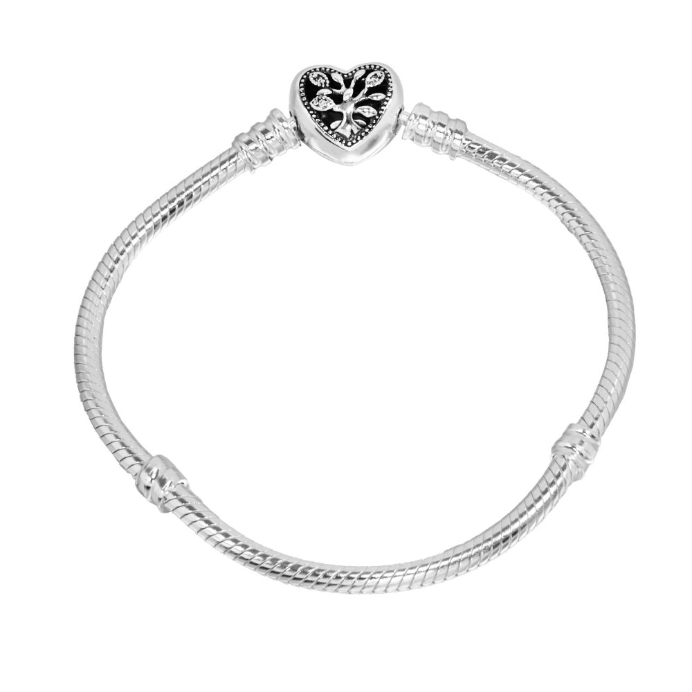 ボックス・ショッパー付 PANDORA(パンドラ) ★ Family Tree Heart Clasp Snake Chain Bracelet ★ファミリーツリー ハート クラスプ スネークチェーン ブレスレット ★ チャーム カスタマイズ アクセサリー シンプル 日常使い 誕生日 記念日 母の日 プレゼント ギフト