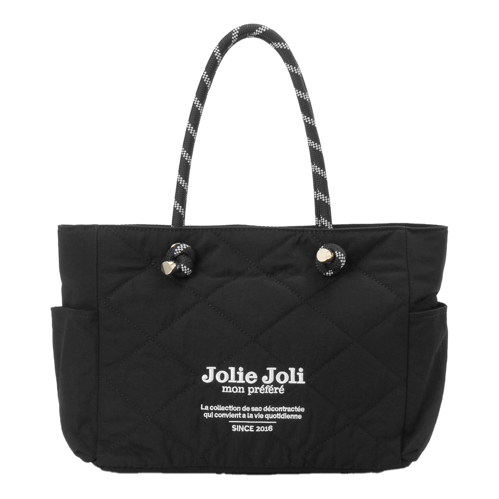 トートバッグ Jolie Joli ジョリージョリ レディース 軽量 A4 大容量 ナイロン キルティング マザーズバッグ 通勤 通学 肩掛け ファスナー付き サイドポケット おしゃれ 大きめ 黒 ブラック グレー ロープハンドル 旅行 軽い きれいめ カジュアル シンプル 大人 女性 多収納