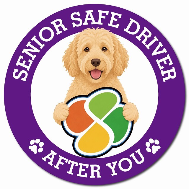 カーサイン 高齢者マーク SENIOR SAFE DRIVER ラブラドゥードル マグネット 強力 直径13cm 肉球 日本製 車 ステッカー