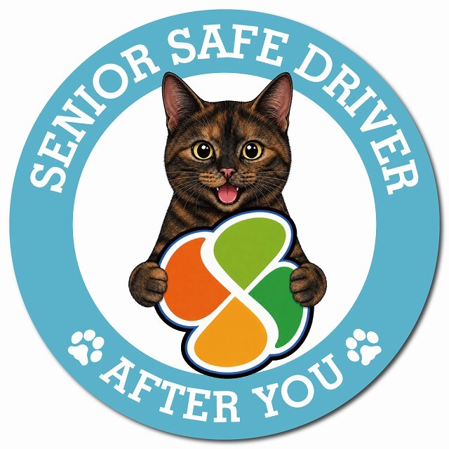 カーサイン 高齢者マーク SENIOR SAFE DRIVER サビ（べっ甲） マグネット 強力 直径13cm 肉球 日本製 車 ステッカー