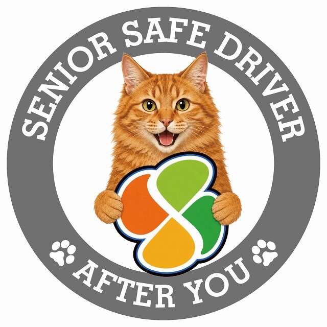 カーサイン 高齢者マーク SENIOR SAFE DRIVER アメリカンボブテイル ステッカー シール 直径13cm 肉球 日本製 車