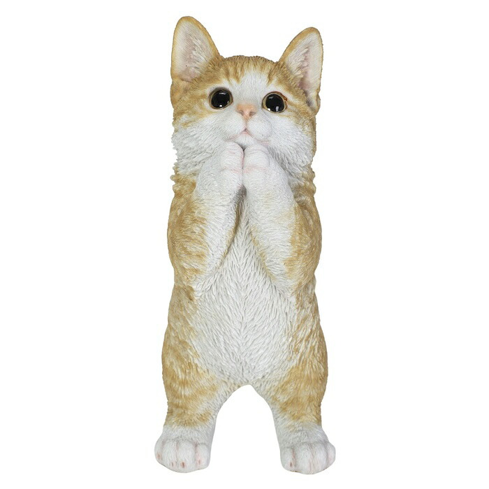 置物 猫 おねだりビスケットとら白猫 高さ23cm woobia ウービア リアル かわいい おしゃれ 玄関 インテリア オブジェ ガーデン とら猫 おねだり ねこ ネコ 動物 癒し 棚 北欧 プレゼント ギフト 新築祝い 猫好き
