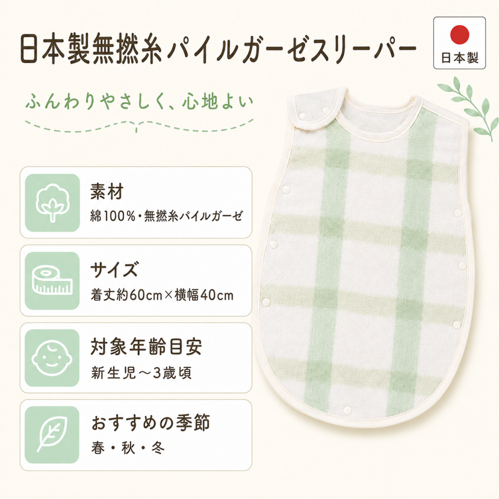 【出産祝い 名入れ】6重ガーゼブランケット＆選べるスリーパー 2点ギフトセット｜日本製無撚糸パイル・4重ガーゼ ギフトボックス入り 男の子 女の子（D)