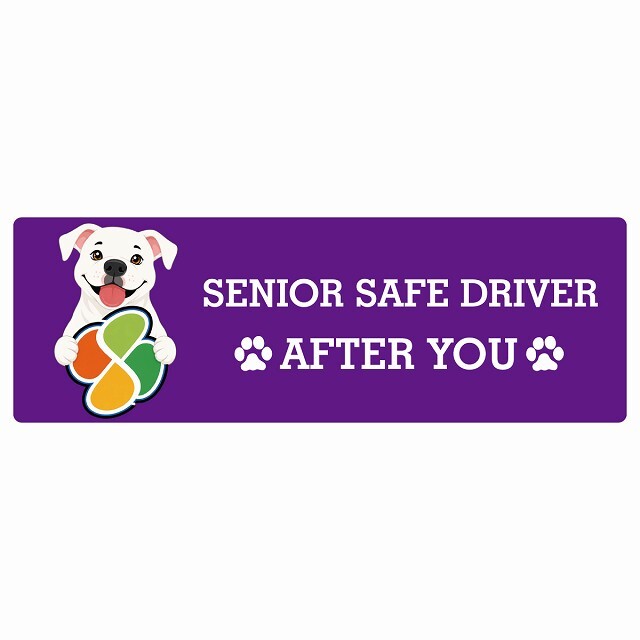 カーサイン 高齢者マーク SENIOR SAFE DRIVER ピットブル ステッカー シール 長方形 15x5cm 肉球 日本製 車