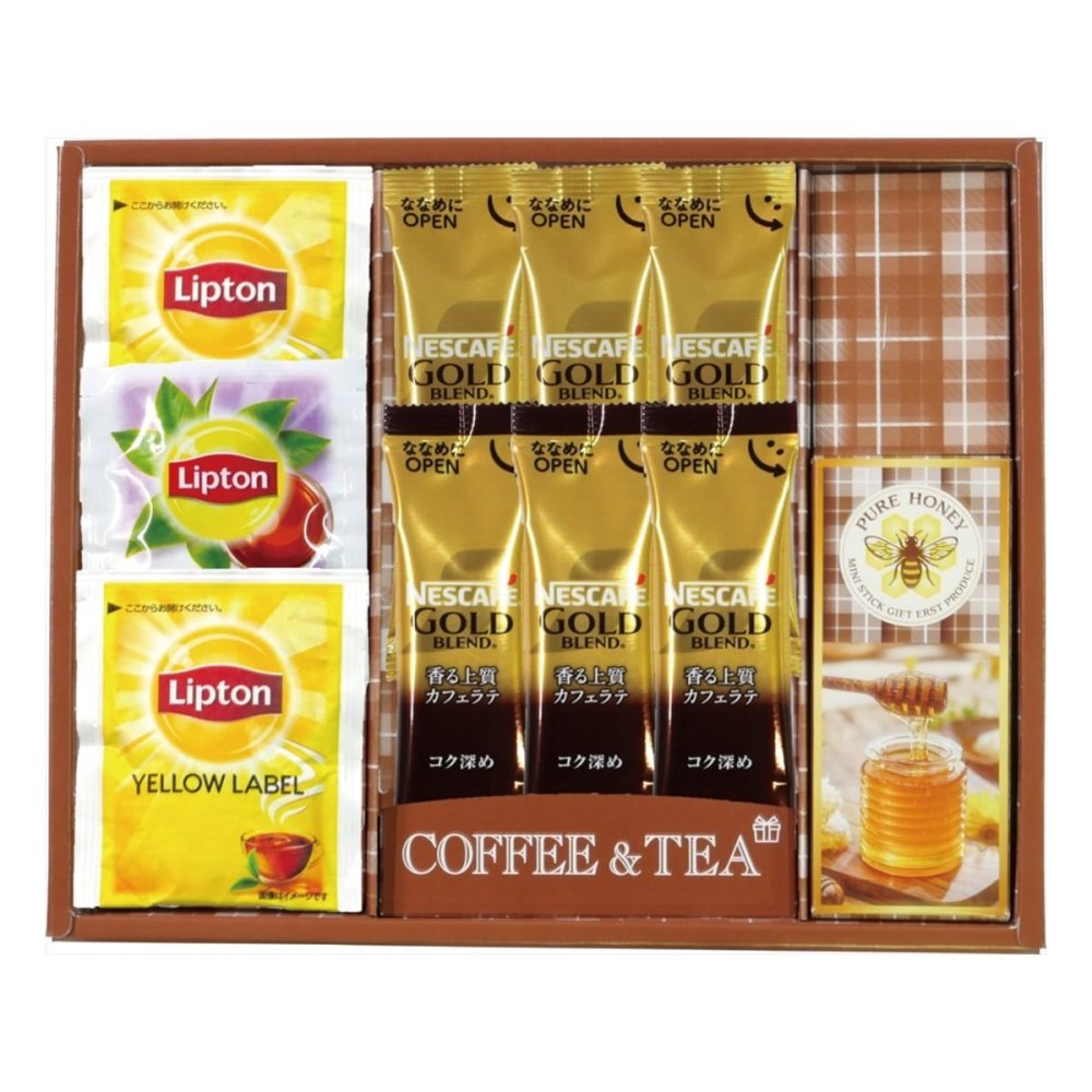 ネスカフェ リプトン はちみつ 詰合せ ティーギフトセット 計11点入 コーヒー 紅茶 カフェラテ セット 純粋はちみつ【北海道・沖縄県・離島 配送不可】