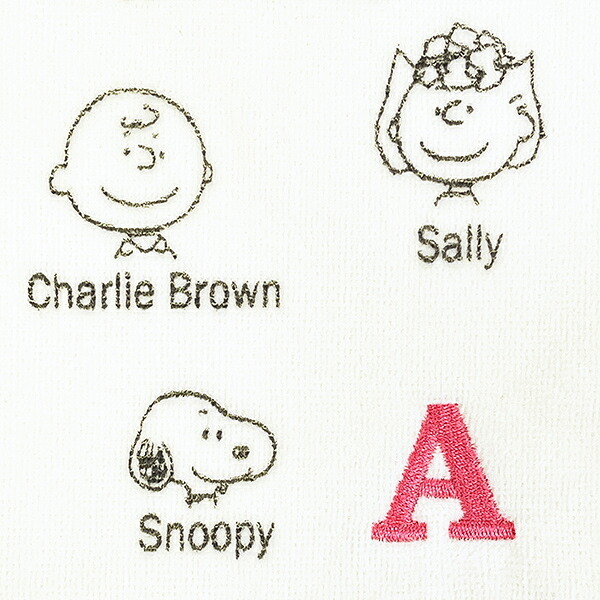 スヌーピー イニシャルミニタオル (A) アイボリー ハンカチ SNOOPY