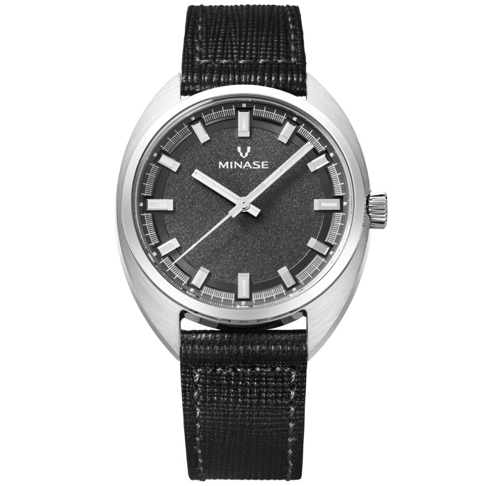 ミナセ MINASE 腕時計 メンズ 自動巻き MASTER CRAFT J3 マスタークラフト J3 ブラック文字盤 ブラック型押し牛革ストラップモデル J3-NBKNBK-SSD